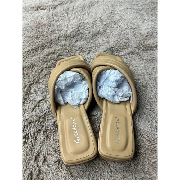 Greatonu Women's Chunky Heeled Sandals Square Open Toe Mules Heels Cross Band Su - Picture 9 of 15